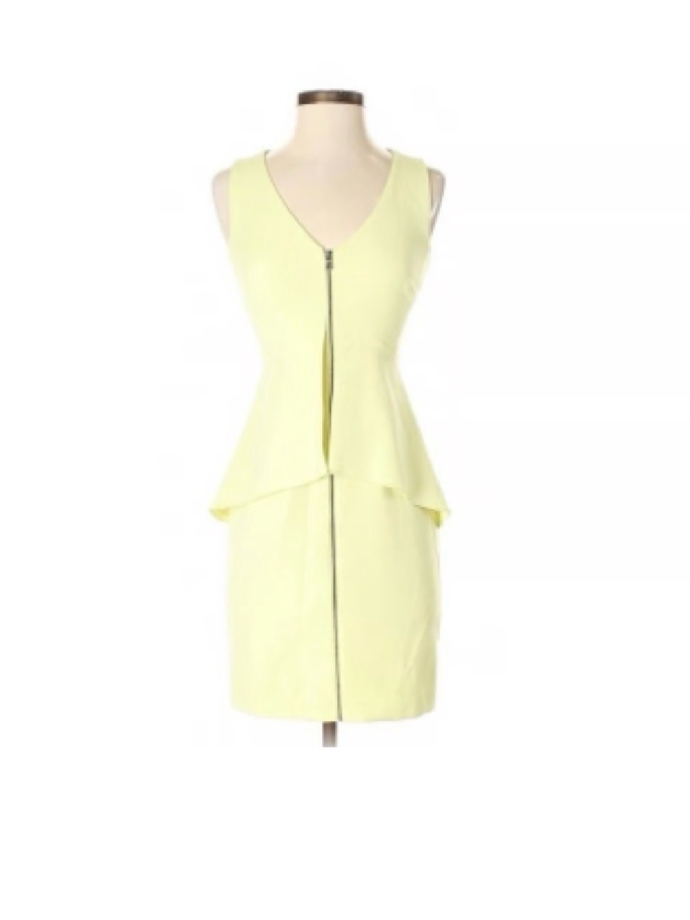Bcbg sz 2 BCBG MAXAZRIA Peplum Zip Front Sheath Citrine Yellow Dress